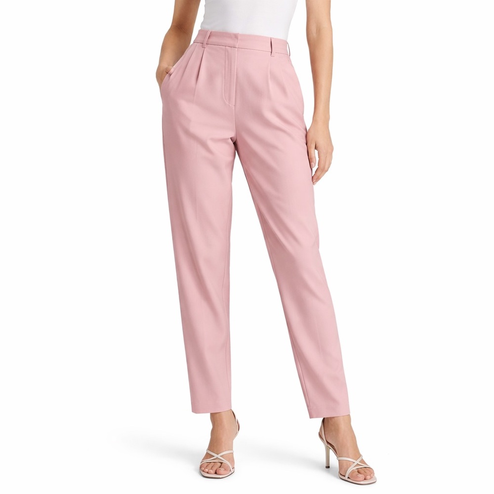 Blush Pink Tailored High-Waisted Trousers – Chic Minimalist Dress Pant